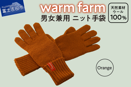 手袋 光吸収発熱ウール 「 ウォームファーム ニット手袋 」 オレンジ 暖かい ウール 発熱素材 レディース メンズ 秋 冬