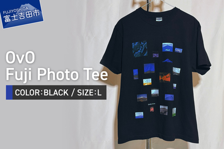 Tシャツ 半袖 BLACK Lサイズ 綿100% 「 OvO Fuji Photo Tee 」 ユニセックス カジュアル ファッション 黒 ブラック 富士山
