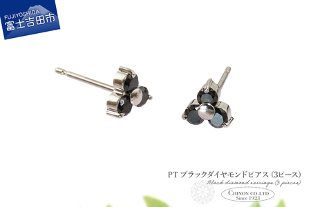 ピアス PT　ブラックダイヤモンドピアス（3ピース）　CS-691 ジュエリー