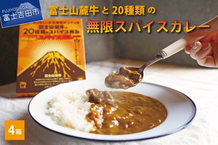 富士山麓牛と20種類の無限スパイスカレー(4箱セット)