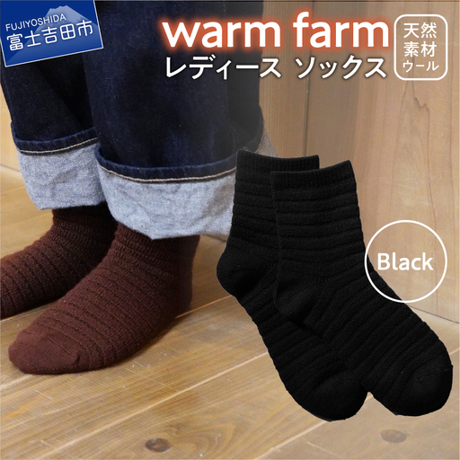 光吸収発熱ウール「ウォームファーム　ソックス」ブラック アウトドア 日用品 ファッション 雑貨 バナウォーム 天然繊維