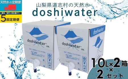 [山梨道志村 天然水] doshiwater 富士山系の大地の恵み BIB80L(10ℓ×2箱×2セット)[5回定期便]|水