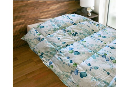 羽毛合掛け布団　ホターシャ　ブルー　シングル　（150ｃｍ×210ｃｍ）