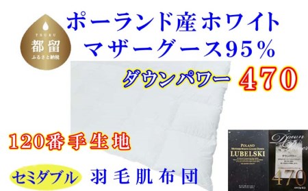 羽毛肌布団 ポーランド産マザーグース95%セミダブル170×210cmダウンパワー470羽毛肌掛ふとん