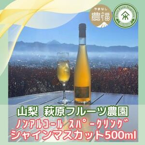 山梨 はぎふる ノンアルコールスパークリング シャインマスカット 500ml×2本 (化粧箱入)【1482162】