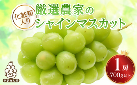 厳選農家のシャインマスカット 700g以上 1房 化粧箱入り[配送不可地域:離島]