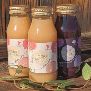 [心ばかりのお礼品]ヤマシタの桃ごごち×2本・葡萄ごこち×1本 計3本入(もも飲料/ぶどうジュース)