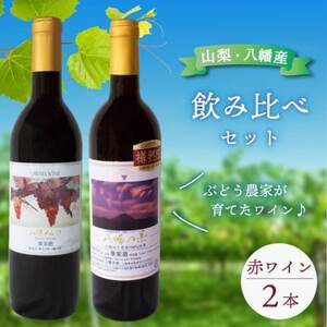 赤ワイン 飲み比べ 八幡メルロ(720ml) 八幡の赤(750ml) 山梨のぶどう使用 国産 ワイン