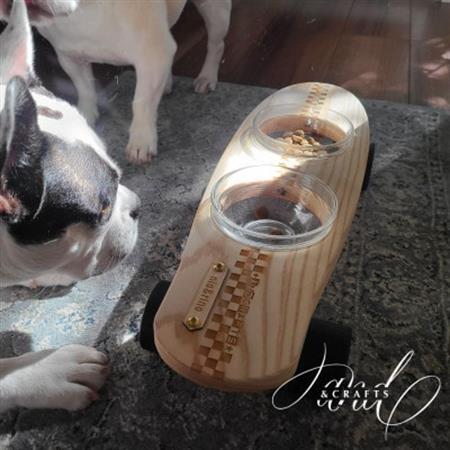 [&CRAFTS]Pet bowls stand-2BOWLS-(Black)※名入れプレート付き