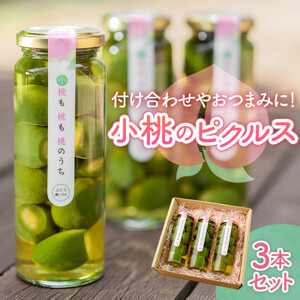 山梨県産もものピクルス「小桃も桃も桃のうち」3本セット 前菜やワインのお供に!食卓が華やぐ♪
