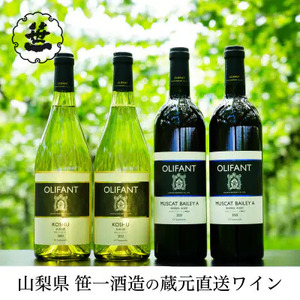 [蔵元直送]笹一酒造のOLIFANT(オリファン)ワイン赤白4本セット