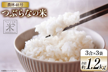 米 令和7年 つぶらなの米 農林48号 3合×3袋セット 計約 1.2kg [つぶらな 山梨県 韮崎市 20741896] 白米 精米 お米 こめ コメ おこめ ご飯 ごはん 1.2キロ 令和7年産 お試し 少量 小分け 山梨県産