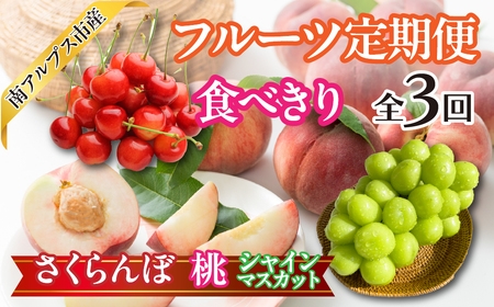 ★先行予約　【食べきり】旬のフルーツ3回定期便〈くだもの フルーツ さくらんぼ 桃 シャインマスカット 新鮮 農家直送 産地直送 人気 山梨県 南アルプス市 おすすめ〉 ALPAJ054　