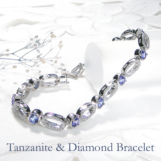 ブレスレット プラチナ PT900 ダイヤモンド 1.2ct タンザナイト ラウンド エリプス ダイヤブレスレット ゴージャス 丸 楕円 12月 誕生石 豪華 レディース [f293-ta-pt] AL