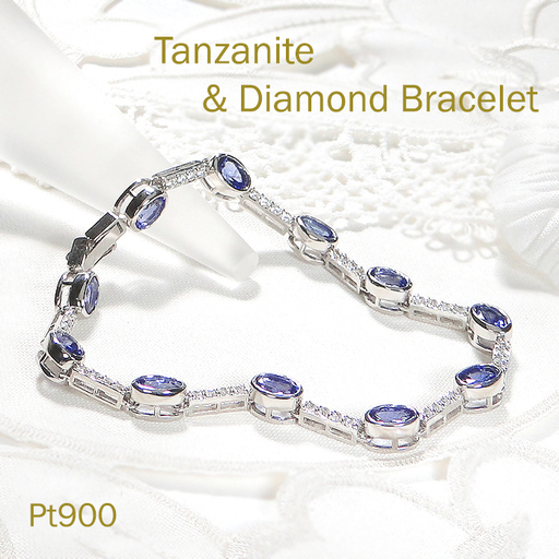 ブレスレット プラチナ Pt900 ダイヤモンド 0.8ct タンザナイト エリプス ステーション ダイヤブレスレット ゴージャス 楕円 タンザナイトブレスレット 12月 誕生石 豪華 レディース[f294-ta-pt] AL