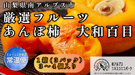 [2026年発送先行予約] 山梨県南アルプス市産 厳選あんぽ柿 (大和百目) 3パック (3〜4個入り) AL