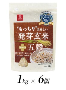 2.3-9-7はくばく もっちり美味しい発芽玄米+五穀 1kgx6個