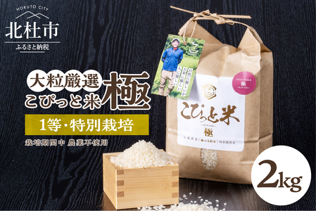 こぴっと米 栽培期間中 農薬不使用[極]2kg 大粒厳選米
