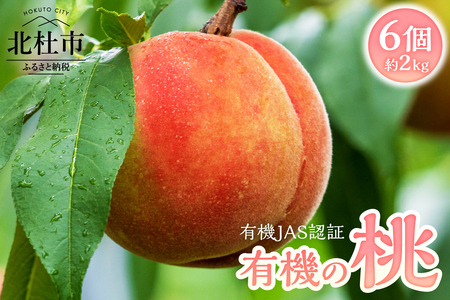 有機の桃6個入り(約2kg) 有機の桃 ギフト 有機栽培 JAS認証 希少な 山梨県産 北杜市産 名水育ち クール便発送 6個入り 約2kg 白州FARM もも おまかせ 1品種 白鳳 夢あさま 黄金 黄貴姫 滝野澤ゴールド 白桃系 黄色系 有機栽培 山梨県 北杜市
