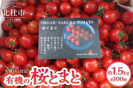 極上の有機桜とまと 1.5kg詰め合わせ トマト 1.5kg 詰め合わせ 約100粒 桜とまと 有機のチェリートマト ミニトマト 期間限定 数量限定 名水育ち 有機栽培 有機野菜 プチトマト 野菜 新鮮 極上 山梨県産 北杜市産