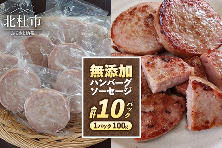 無添加ハンバーグソーセージ(100g×10パック入り) ハンバーグ ソーセージ ウインナー 無添加 10パック バーベキュー キャンプ パーティー 手作り フランク オールポーク 豚肉100% 天然腸 山梨県 白州 北杜市