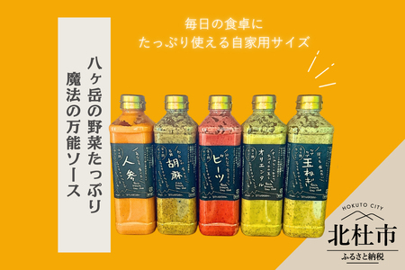フェリチタ ラージセレクション（5本）　ドレッシング 調味料 詰め合わせ セット ラージサイズ 540ml×5本 人参 胡麻 ビーツ オリエンタル 玉ねぎ サラダ 温野菜 蒸し料理 肉料理 たれ 食べ比べ 手づくり 八ヶ岳 栽培期間中農薬不使用 化学調味料不使用 保存料不使用 着色料不使用  [h097]