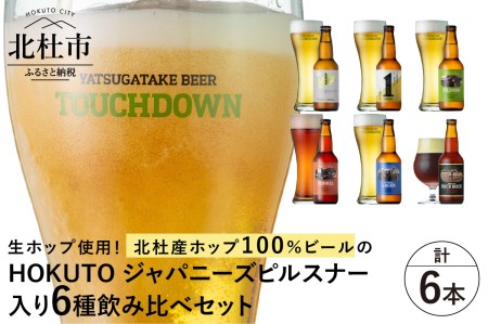 [11-12月発送]「HOKUTO」入り「八ヶ岳ビール タッチダウン」6種飲み比べ ビール 酒 清里 限定醸造 萌木の村ROCK 北杜産ホップ100% 「HOKUTO Japanese pilsner」入り ファーストダウン ピルスナー デュンケル 清里ラガー プレミアム ロック・ボック 八ヶ岳 タッチダウン 6種飲み比べ 330ml×6本 [11-12月発送]