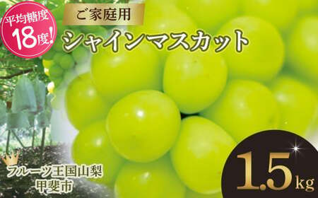 [2025年発送] ご家庭用 シャインマスカット 約1.5kg 先行予約 先行 予約 山梨県産 産地直送 フルーツ 果物 くだもの ぶどう ブドウ 葡萄 シャイン 新鮮 人気 おすすめ 国産 不揃い 訳あり わけあり ワケアリ 糖度18〜糖度20度 甲斐市 山梨 AN-130