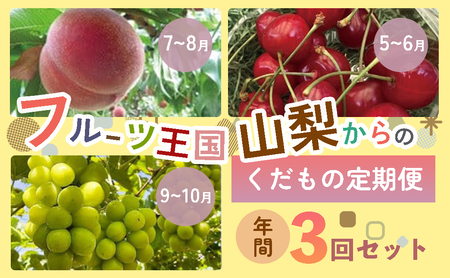 フルーツ定期便 3回 山梨 くだもの フルーツ さくらんぼ 桃 シャインマスカット 定期便 くだもの 人気 おすすめ 国産 贈答 ギフト お取り寄せ 山梨県産 産地直送 果物 ぶどう ブドウ 葡萄 シャイン シャインマスカット 新鮮 AD-171