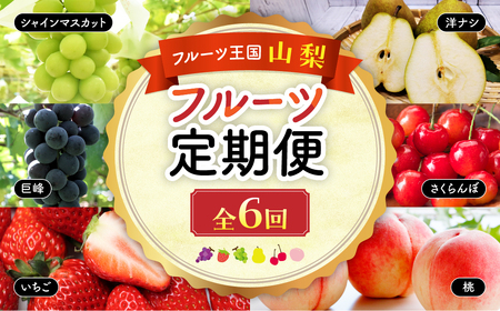 旬をお届け！ フルーツ定期便 6回 さくらんぼ 桃 シャインマスカット 巨峰 いちご 洋ナシ 定期便B 山梨 フルーツ くだもの 定期便 山梨県産 産地直送 フルーツ 果物 くだもの ぶどう ブドウ 葡萄 シャイン シャインマスカット 新鮮 人気 おすすめ 国産 贈答 ギフト お取り寄せ 山梨 甲斐市 AD-136