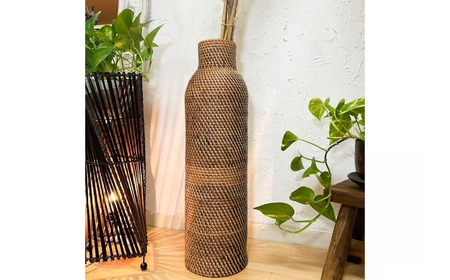 ロンボク島のラタンビンカットバスケット（６０ｃｍ）山梨県 甲斐市 BV-63