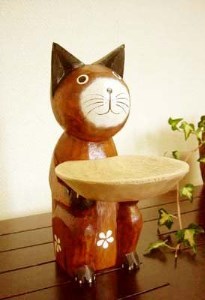 トレイ持ちナチュラルネコ(ブラウン)