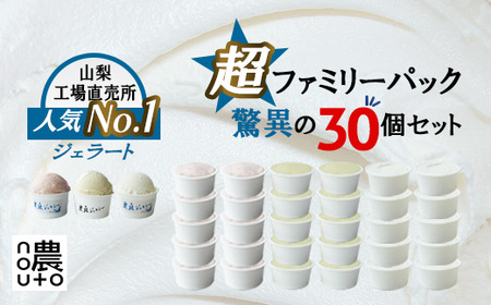 [ふるさと納税]驚異のジェラート30個セット!山梨県産フルーツ・ミルク・季節のおまかせフレーバー nouto工場直売所人気No.1スイーツ ファミリーパック ご当地アイス・大容量冷凍発送 山梨県笛吹市 154-052 ★2025年7月中旬から発送