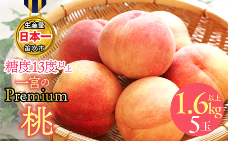 糖度13度以上 [最高品質]限定品 一宮のプレミアム桃 1.6kg以上(5玉) 168-004