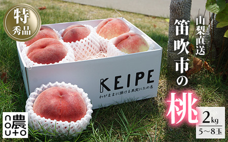 ＜25年発送先行予約＞日本一の生産量 山梨県産 桃 2kg以上 5~8玉 | 山梨 桃 本場 秀品 もも 高評価 人気 ランキング おすすめ コスパ 甘い 高糖度 美味しい デザート 数量限定 送料無料　産地直送 山梨県産 「販売」KEIPE株式会社 154-030