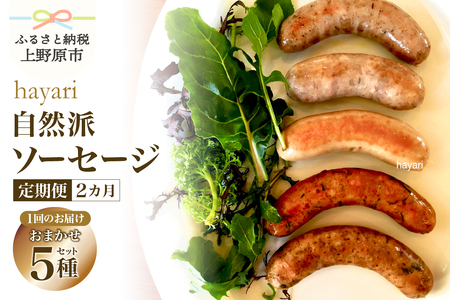 [2ヶ月定期便]hayariの自然派ソーセージおまかせ5種セット