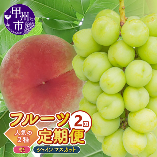 [定期便]2回フルーツ定期 桃約2.0kg(5〜8玉)シャインマスカット約1.0kg(2房)人気の2種セット[2026年発送](KKK)B19-831 桃 シャインマスカット フルーツ