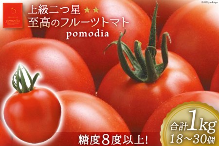 上級 二つ星 至高のフルーツトマト pomodia ポモディア 約1kg（18～30個）/ 農事組合法人 た・から / 山梨県 中央市