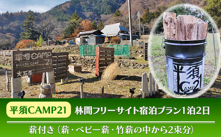 宿泊プラン　林間フリーサイト　薪付 山梨県 キャンプ キャンプ場 利用券 宿泊券 アウトドア