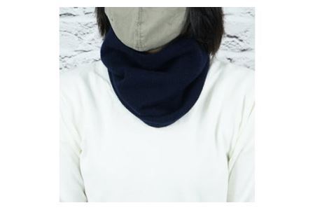 E1412国産カシミヤ糸使用国内生産カシミヤ１００％ネックウォーマー（ネイビー）