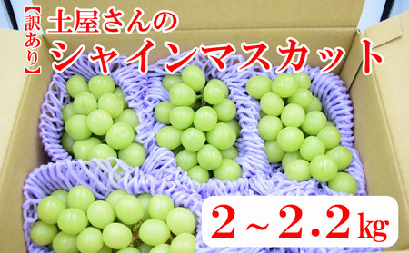 [訳あり][数量限定]土屋さんのシャインマスカット(4〜5房程度・2kg〜2.2kg) 訳あり 訳アリ シャイン マスカット フルーツ 果物 くだもの やまなし 山梨 ぶどう ブドウ 葡萄 規格外 産地直送