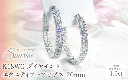 K18WG [1.0ct]ダイヤモンドエタニティフープピアス[20mm] CSP00052-18W  |山梨県 昭和町 ジュエリー アクセサリー ギフト プレゼント 贈り物 記念日 誕生日 カジュアル フォーマル オケージョン