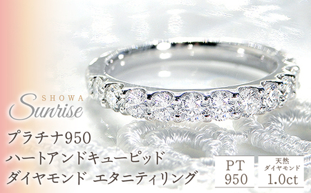 【1.0ct】プラチナ950　ハートアンドキューピッド　ダイヤモンド　エタニティリング（5号～15号）