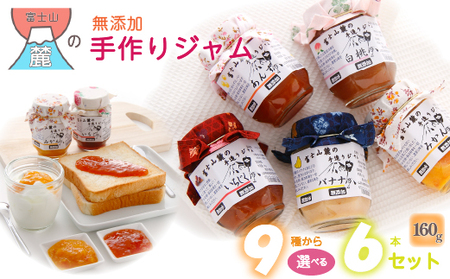 【布あり】富士山麓の無添加手作りジャム　9種から選べる6本セット DSC002　無添加 手作り ジャム