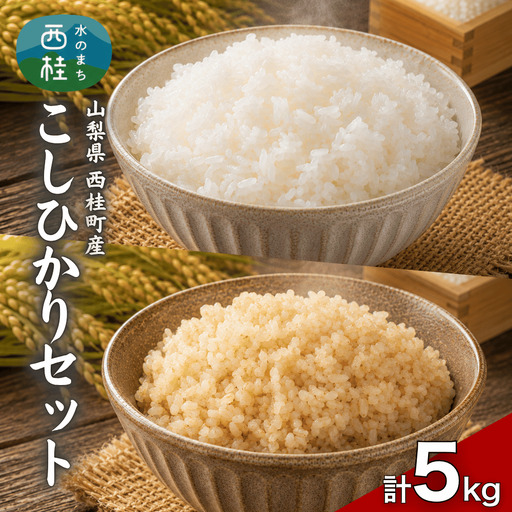 コシヒカリ[精米3キロ+玄米2キロ]合計5キロ / 国産 こしひかり 5キロ 令和7年産 米 お米 玄米 保存袋 生活必需品 ギフト 贈り物 お歳暮 ふるさと納税 送料無料
