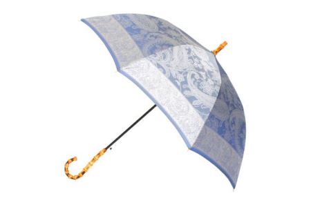 高級織物傘【婦人長傘】青系・繊細さあふれる爽やかな晴雨兼用傘