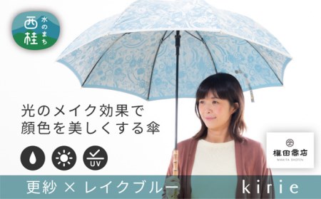 高級織物傘[婦人長傘]水色系・爽やかな鮮やかさが存在感を放つ晴雨兼用傘