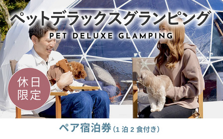 [休日限定]愛犬同伴OK!デラックスグランピング2名1棟宿泊券(1泊2食、無料ドリンク付き) [金土曜・祝日・祝前日・連休] ビジョングランピングリゾート山中湖