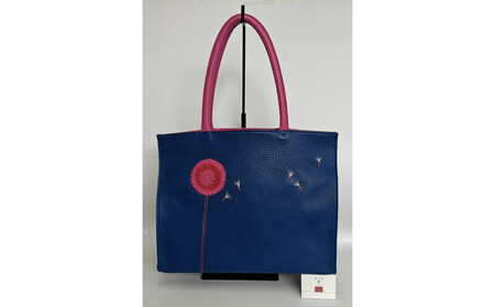 「鞄工房　香」タンポポのレザートートバッグ（ブルー）