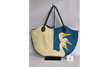 「鞄工房 香」鳥の二色トートバッグ (横型)